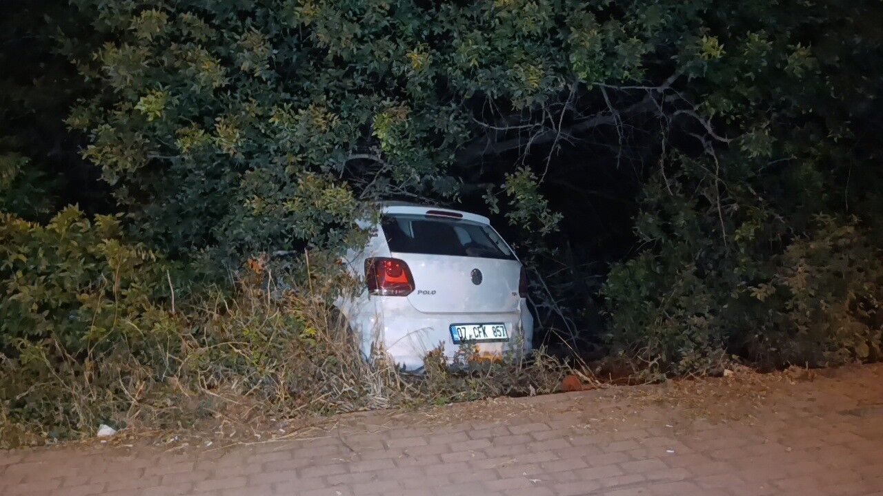Antalya'da Otomobil Bahçeye Savruldu (1)