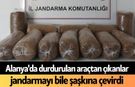Alanya'da durdurulan araçtan çıkanlar jandarmayı bile şaşkına çevirdi