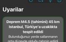 İstanbullular depremi hissetmeden bildirimi geldi