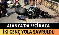 Alanya'da feci kaza: İki genç yola savruldu