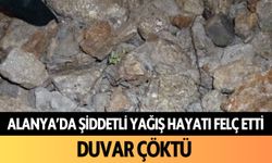 Alanya'da şiddetli yağış hayatı felç etti: Duvar çöktü