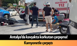 Antalya'da kavşakta korkutan çarpışma! Kamyonetle çarpıştı