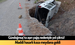 Gündoğmuş’ta aşırı yağış nedeniyle yol çöktü! Maddi hasarlı kaza meydana geldi