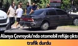 Alanya Çevreyolu'nda otomobil refüje çıktı, trafik durdu