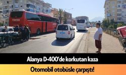 Alanya D-400’de korkutan kaza: Otomobil otobüsle çarpıştı!