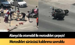 Alanya'da otomobil ile motosiklet çarpıştı! Motosiklet sürücüsü kaldırıma savruldu