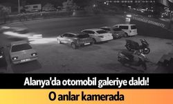 Alanya'da otomobil galeriye daldı! O anlar kamerada