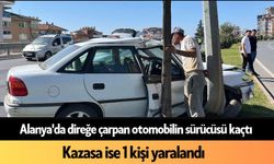 Alanya'da aydınlatma direğine çarpan otomobilin sürücüsü kaçtı: 1 yaralı