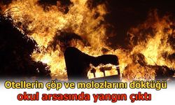 Okul arsasında çıkan yangın korkuttu