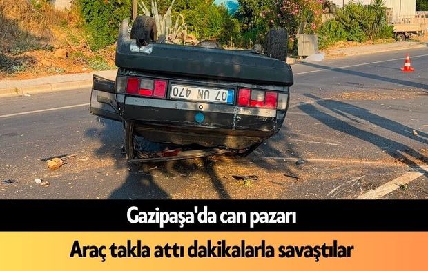 Gazipaşa'da takla atan otomobil palmiye ağacına çarptı: 1 yaralı