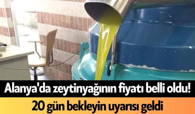 Alanya'da zeytinyağının fiyatı belli oldu! 20 gün bekleyin uyarısı geldi