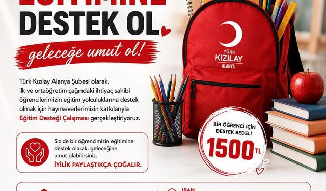 Kızılay Alanya’dan eğitim desteği