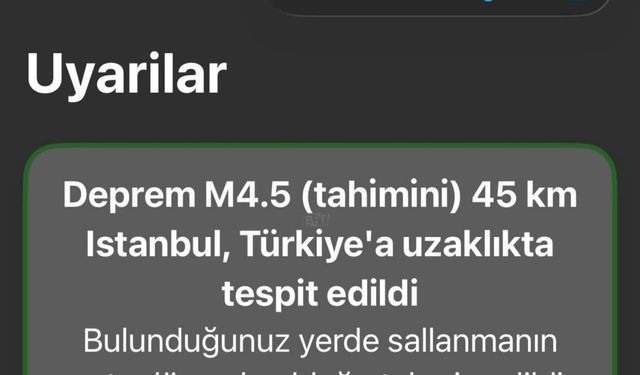 İstanbullular depremi hissetmeden bildirimi geldi