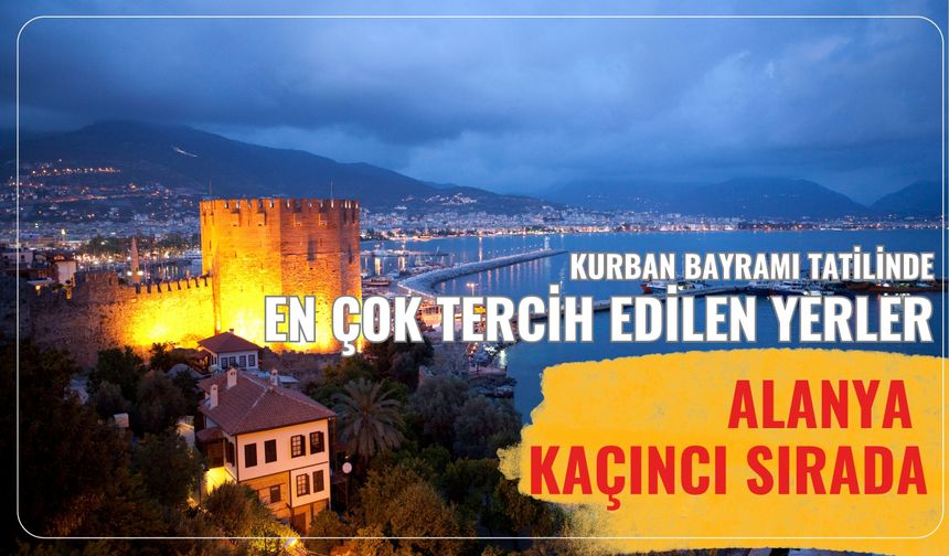 Kurban Bayramı tatilinde en çok tercih edilen yerler: Alanya kaçıncı sırada?