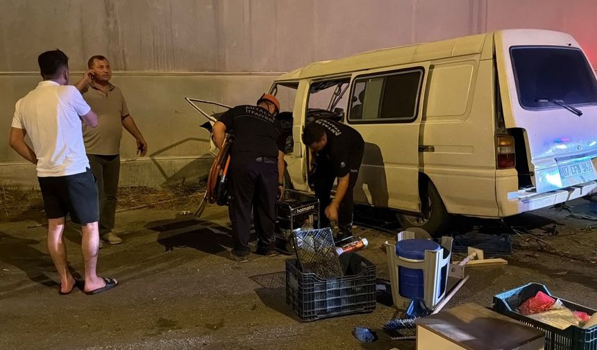 Antalya'da otomobil kontrolden çıktı: Direğe çarpıp seraya daldı